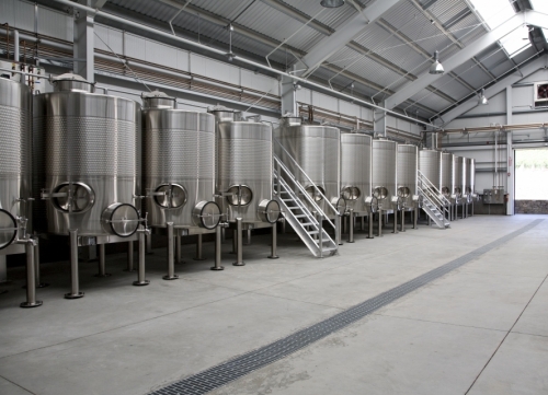red wine winery fermentation tanks are kept spotless